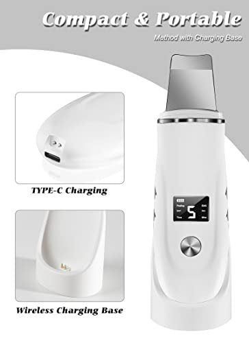 Ysxuan 4-in-1 Skin Scrubber Face Spatula – Blackhead Remover & Pore Cleaner with USB Charger (White, 5-Piece Set) Avelisse