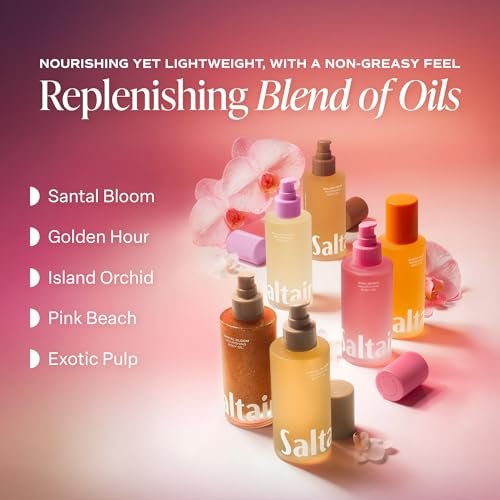 Saltair Body Oil - Luxurious Santal Bloom After Shower and Bath Oil for Women and Men, Botanical, Non-Greasy, Well-Absorbing Moisturizer for Hydrating Dry Skin – 4oz Pump Bottle Avelisse