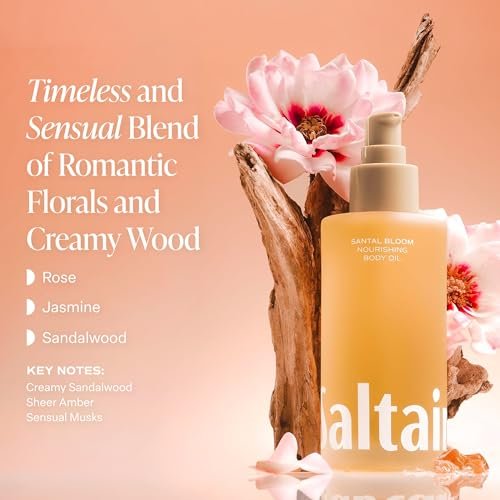 Saltair Body Oil - Luxurious Santal Bloom After Shower and Bath Oil for Women and Men, Botanical, Non-Greasy, Well-Absorbing Moisturizer for Hydrating Dry Skin – 4oz Pump Bottle Avelisse