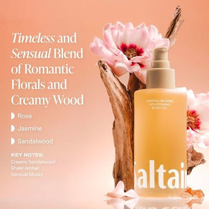 Saltair Body Oil - Luxurious Santal Bloom After Shower and Bath Oil for Women and Men, Botanical, Non-Greasy, Well-Absorbing Moisturizer for Hydrating Dry Skin – 4oz Pump Bottle Avelisse