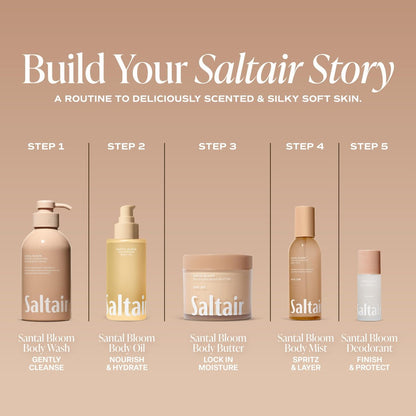 Saltair Body Oil - Luxurious Santal Bloom After Shower and Bath Oil for Women and Men, Botanical, Non-Greasy, Well-Absorbing Moisturizer for Hydrating Dry Skin – 4oz Pump Bottle Avelisse