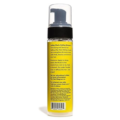 The Hair Diagram - Ashley Marie Styling Mousse with Frizz Control - Natural Ingredients - Volumizing & Moisturizing Curly Hair Mousse - Quick Dry, No Flake - Color Safe - Paraben & Sulfate Free - 7oz Avelisse