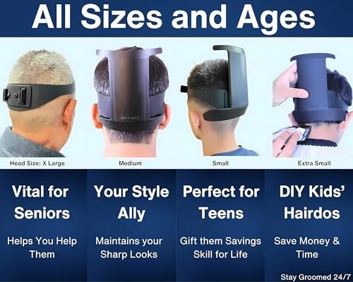 247 Groomed Self Haircut Kit for Men - 2Pcs SelfCut Guide: Neckline Shaving Template & Fade Guide - Adjustable Hair Fade Tool & Neck Line Up Tool for Kids & Seniors Avelisse