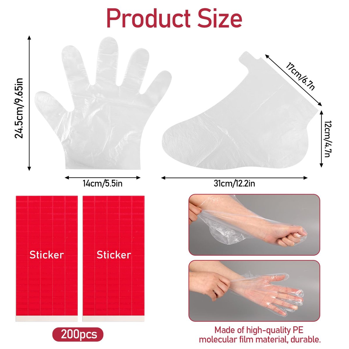 200 Pcs Disposable Paraffin Wax Liners for Hands and Feet – Larger, Thicker Plastic Bags for Thermal Hot Wax Therapy Spa Treatment - görsel 7