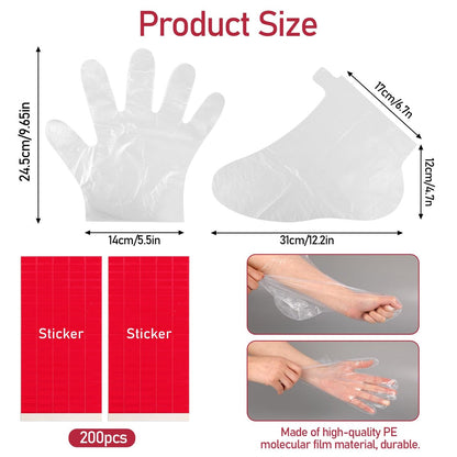 200 Pcs Disposable Paraffin Wax Liners for Hands and Feet – Larger, Thicker Plastic Bags for Thermal Hot Wax Therapy Spa Treatment