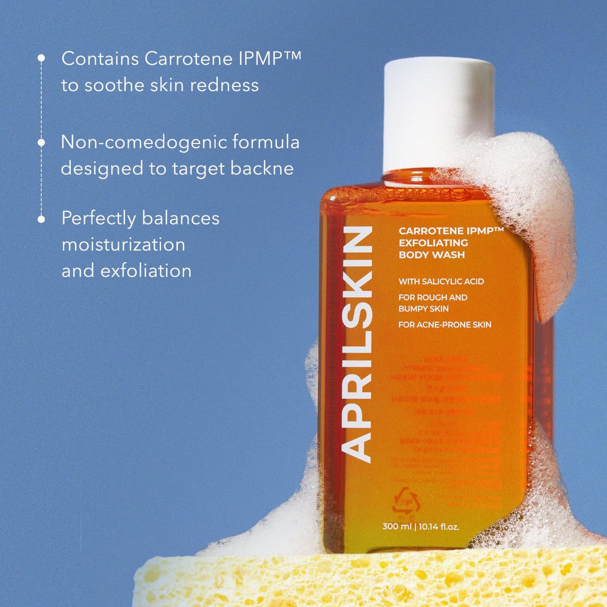 APRILSKIN Carrotene IPMP™ Exfoliating Body Wash – Salicylic Acid Body Wash for Rough & Bumpy Skin, Body Acne & Keratosis Pilaris with Niacinamide & Ceramides – Vegan & Cruelty-Free – 10.14 fl.oz Avelisse