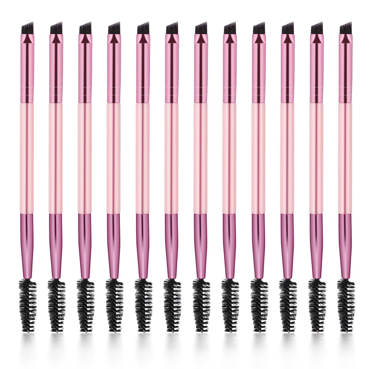 12-Piece Dual-Ended Brow Brush Set - Angled Eyebrow Brush & Spoolie for Precise Shaping & Filling - görsel 1