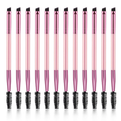 12-Piece Dual-Ended Brow Brush Set - Angled Eyebrow Brush & Spoolie for Precise Shaping & Filling