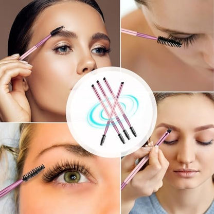 12-Piece Dual-Ended Brow Brush Set - Angled Eyebrow Brush & Spoolie for Precise Shaping & Filling