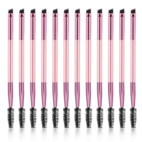 12-Piece Dual-Ended Brow Brush Set - Angled Eyebrow Brush & Spoolie for Precise Shaping & Filling - görsel 2