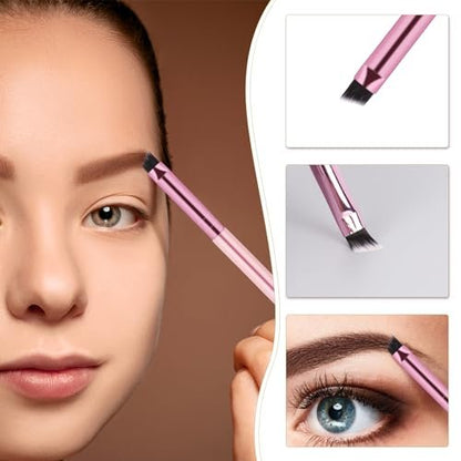 12-Piece Dual-Ended Brow Brush Set - Angled Eyebrow Brush & Spoolie for Precise Shaping & Filling