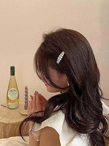 Yusier 2PCS Small Pearl Hair Clips - Elegant French Hair Accessories for Women, Wedding Party Barrettes (White, 1.6in)