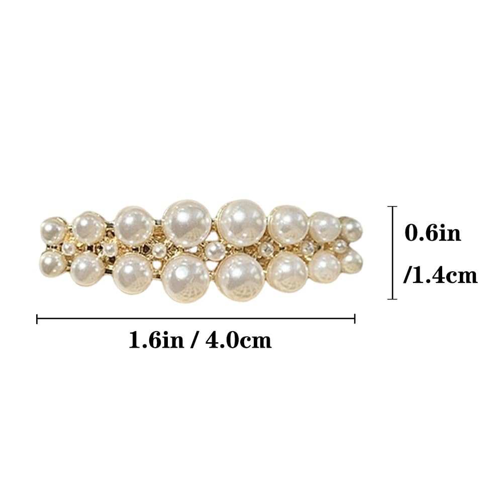 Yusier 2PCS Small Pearl Hair Clips - Elegant French Hair Accessories for Women, Wedding Party Barrettes (White, 1.6in) - görsel 3