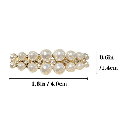 Yusier 2PCS Small Pearl Hair Clips - Elegant French Hair Accessories for Women, Wedding Party Barrettes (White, 1.6in)