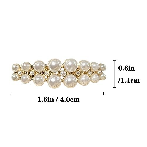 Yusier 2PCS Small Pearl Hair Clips - Elegant French Hair Accessories for Women, Wedding Party Barrettes (White, 1.6in) - görsel 4