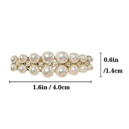 Yusier 2PCS Small Pearl Hair Clips - Elegant French Hair Accessories for Women, Wedding Party Barrettes (White, 1.6in)