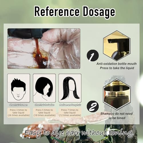 Dapoprren Black Hair Dye Shampoo 3 in 1 - Natural Gray Hair Coverage for Women and Men, Herbal Shampoo 500ml/17 Oz Avelisse