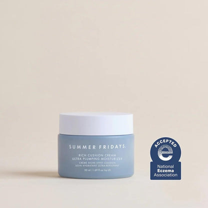 Summer Fridays Rich Cushion Face Cream - Ultra Plumping Barrier Repair Moisturizer & Makeup Primer, Infuses Skin with Glycerin & Squalane, Non-Comedogenic, Fragrance-Free (1.69 oz) Avelisse