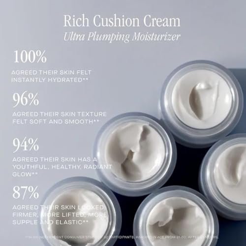 Summer Fridays Rich Cushion Face Cream - Ultra Plumping Barrier Repair Moisturizer & Makeup Primer, Infuses Skin with Glycerin & Squalane, Non-Comedogenic, Fragrance-Free (1.69 oz) Avelisse