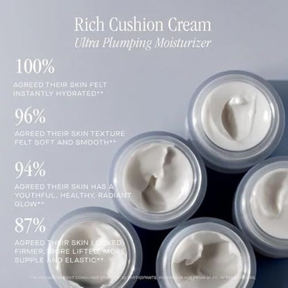 Summer Fridays Rich Cushion Face Cream - Ultra Plumping Barrier Repair Moisturizer & Makeup Primer, Infuses Skin with Glycerin & Squalane, Non-Comedogenic, Fragrance-Free (1.69 oz) Avelisse