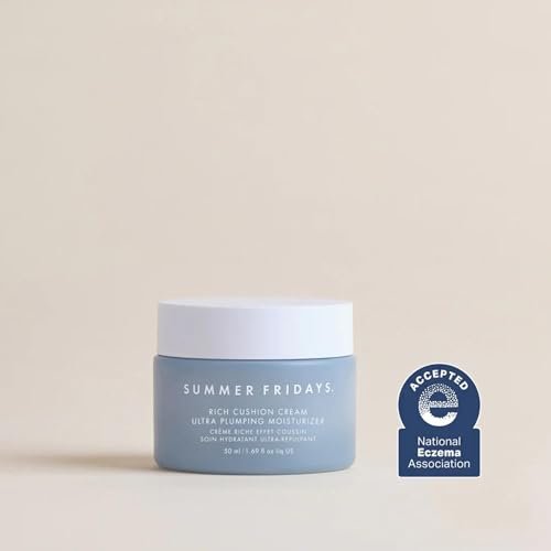 Summer Fridays Rich Cushion Face Cream - Ultra Plumping Barrier Repair Moisturizer & Makeup Primer, Infuses Skin with Glycerin & Squalane, Non-Comedogenic, Fragrance-Free (1.69 oz) Avelisse