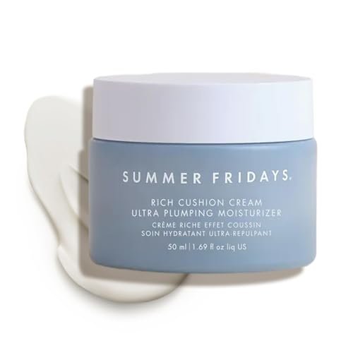 Summer Fridays Rich Cushion Face Cream - Ultra Plumping Barrier Repair Moisturizer & Makeup Primer, Infuses Skin with Glycerin & Squalane, Non-Comedogenic, Fragrance-Free (1.69 oz) Avelisse