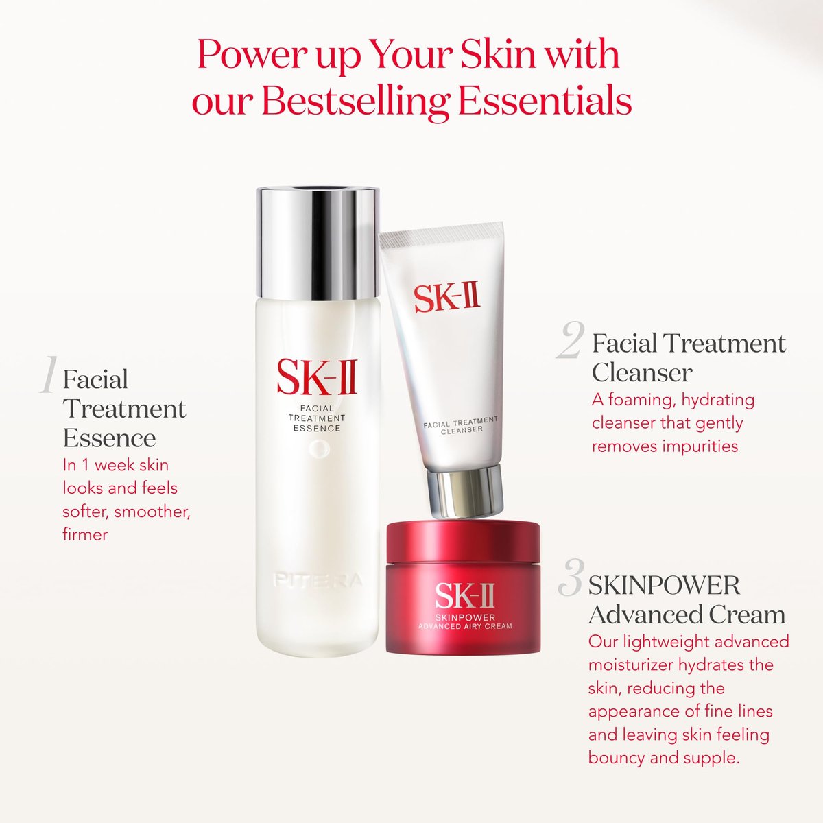 SK-II Youth Essentials Skin Care Set – Anti-Aging Facial Cleanser, Essence & Face Cream for Fine Lines & Uneven Texture (3-Piece) Avelisse