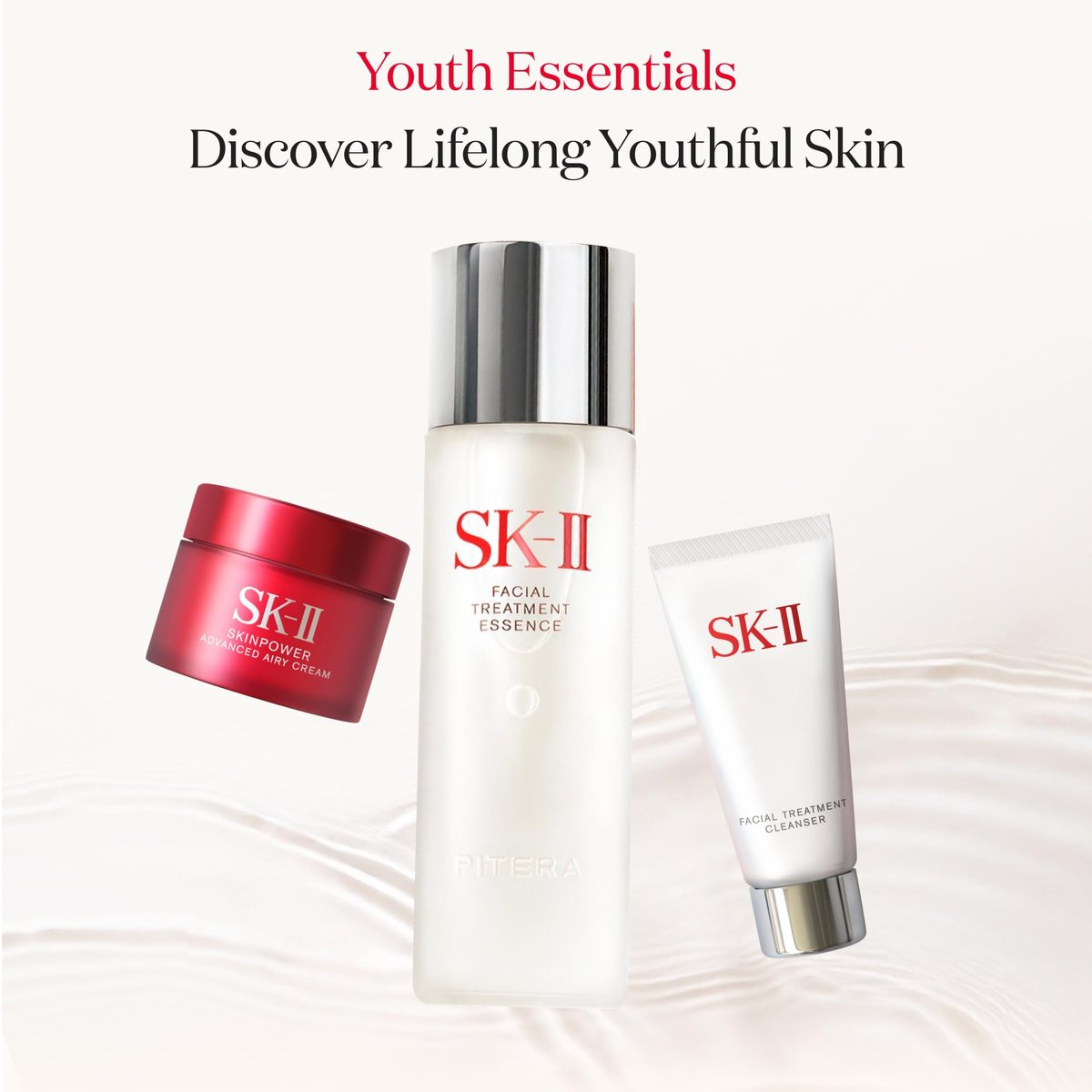 SK-II Youth Essentials Skin Care Set – Anti-Aging Facial Cleanser, Essence & Face Cream for Fine Lines & Uneven Texture (3-Piece) Avelisse