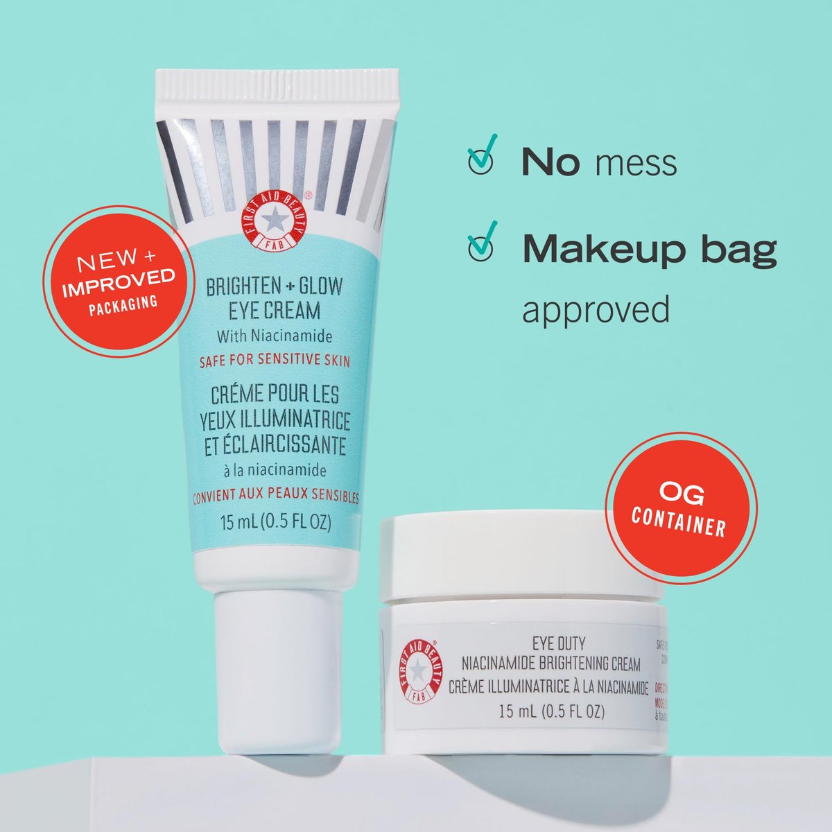 First Aid Beauty Brighten + Glow Eye Cream with Niacinamide – Hydrating Eye Cream for Dark Circles & Instant Glow, Safe for Sensitive Skin, 0.5 oz Avelisse