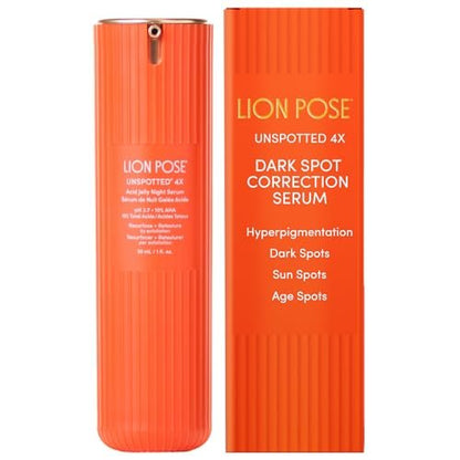 LION POSE UNSPOTTED 4X Dark Spot Correction Serum for Face and Body - Exfoliating AHA Serum with Azelaic, Glycolic, Lactic & Tranexamic Acids - Age & Sun Spot Remover, 1oz Avelisse