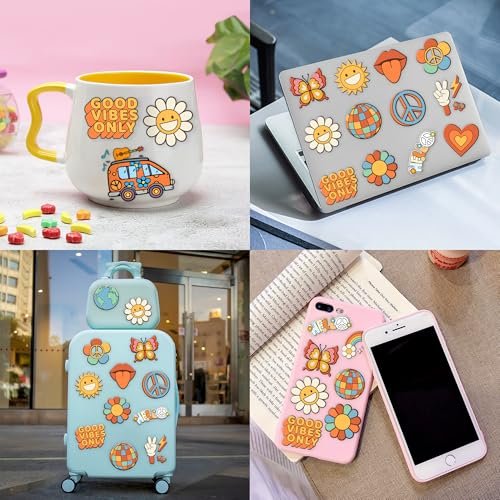 96 Pcs Groovy 70s Pre-Cut Temporary Tattoos - Retro Flower Power, Good Vibes Party Decorations & Favors for Kids, Boys & Girls - görsel 14