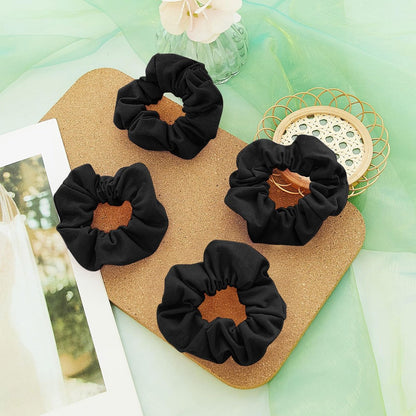 Tigeen 24 Pack Black Scrunchies - Soft Cotton Hair Ties for Women, Thick Elastic Ponytail Holders Bulk