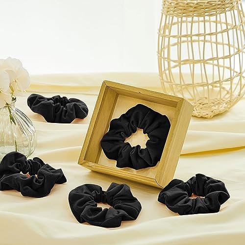 Tigeen 24 Pack Black Scrunchies - Soft Cotton Hair Ties for Women, Thick Elastic Ponytail Holders Bulk - görsel 8