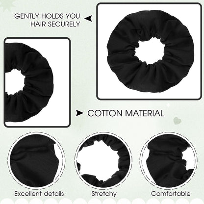 Tigeen 24 Pack Black Scrunchies - Soft Cotton Hair Ties for Women, Thick Elastic Ponytail Holders Bulk