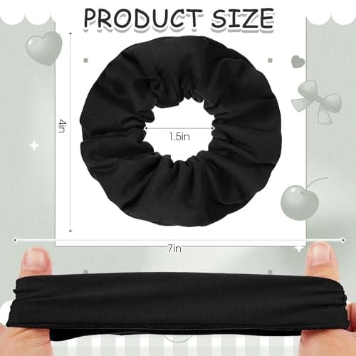 Tigeen 24 Pack Black Scrunchies - Soft Cotton Hair Ties for Women, Thick Elastic Ponytail Holders Bulk - görsel 4