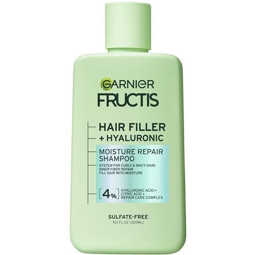 Garnier Fructis Hair Filler Moisture Repair Shampoo, Sulfate Free Shampoo for Curly, Wavy Hair with Hyaluronic Acid, 10.1 Fl Oz - görsel 2