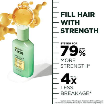 Garnier Fructis Hair Filler Strength Repair Serum Treatment with Vitamin Cg – 3.8 Fl Oz, Restores Weak, Damaged Hair & Split Ends
