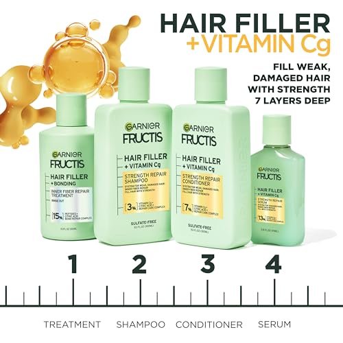 Garnier Fructis Hair Filler Strength Repair Serum Treatment with Vitamin Cg – 3.8 Fl Oz, Restores Weak, Damaged Hair & Split Ends - görsel 8