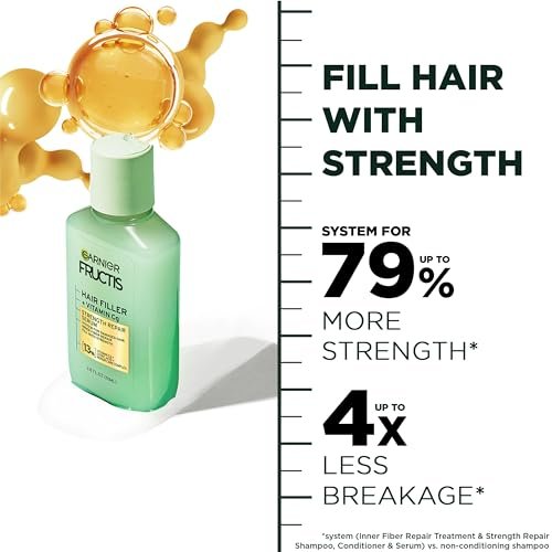Garnier Fructis Hair Filler Strength Repair Serum Treatment with Vitamin Cg – 3.8 Fl Oz, Restores Weak, Damaged Hair & Split Ends - görsel 6