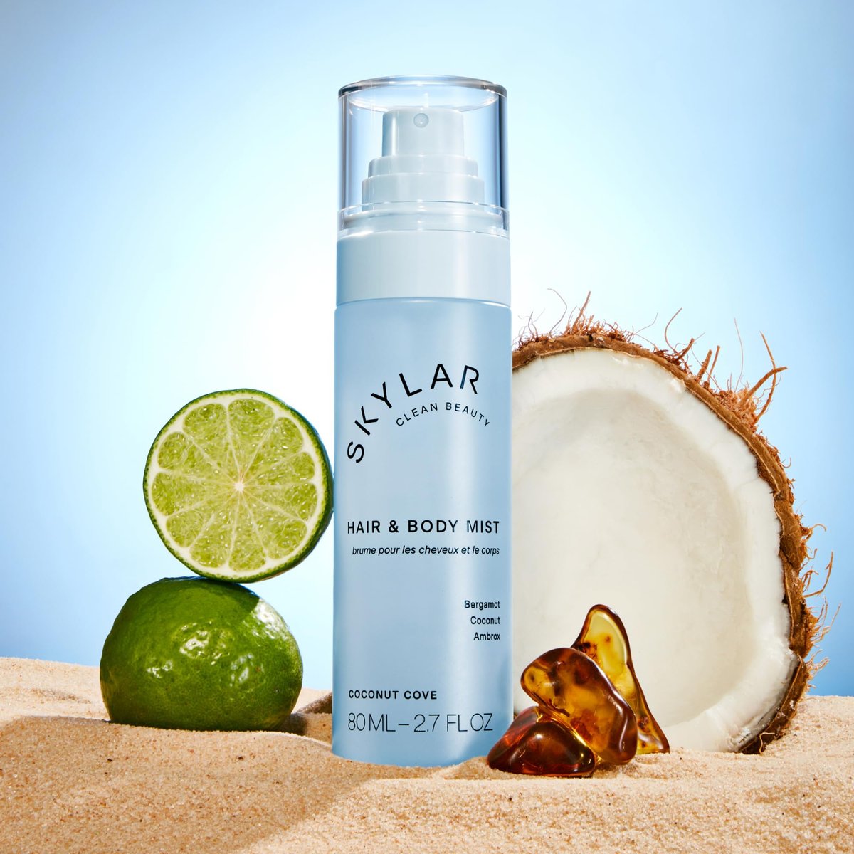 Skylar Coconut Cove Hair & Body Mist – Hypoallergenic, Vegan, Cruelty-Free Clean Fragrance for Sensitive Skin, 2.7 Fl Oz Avelisse