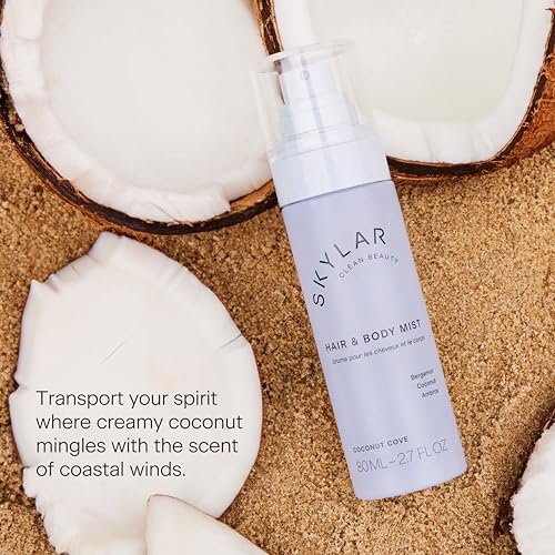 Skylar Coconut Cove Hair & Body Mist – Hypoallergenic, Vegan, Cruelty-Free Clean Fragrance for Sensitive Skin, 2.7 Fl Oz Avelisse