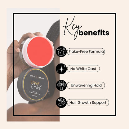 BASK & LATHER Strong Hold Edge Control Gel with Castor Oil - Non-Greasy, Non-Flaking, Long Lasting, 5.3 Fl Oz Avelisse
