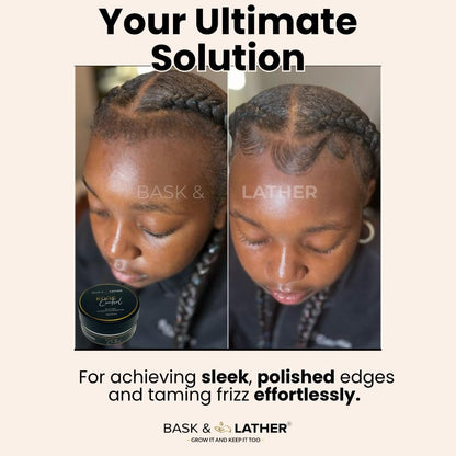 BASK & LATHER Strong Hold Edge Control Gel with Castor Oil - Non-Greasy, Non-Flaking, Long Lasting, 5.3 Fl Oz Avelisse