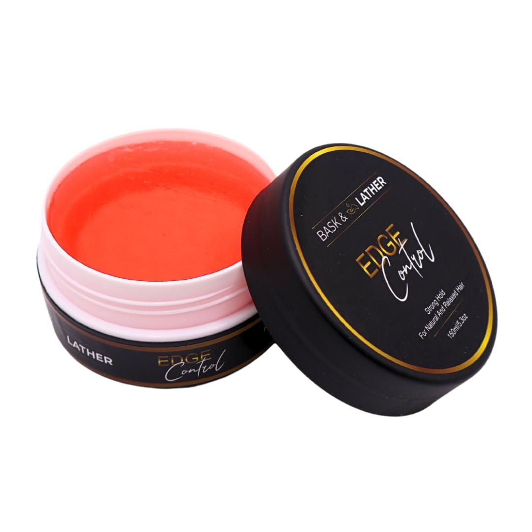 BASK & LATHER Strong Hold Edge Control Gel with Castor Oil - Non-Greasy, Non-Flaking, Long Lasting, 5.3 Fl Oz Avelisse