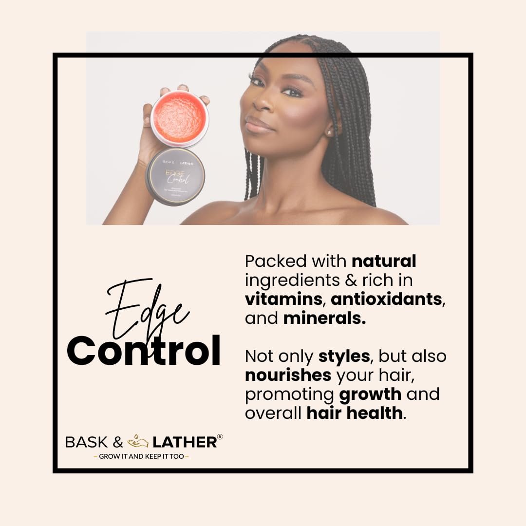 BASK & LATHER Strong Hold Edge Control Gel with Castor Oil - Non-Greasy, Non-Flaking, Long Lasting, 5.3 Fl Oz Avelisse