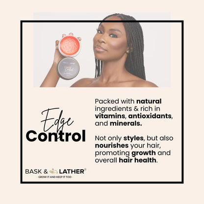 BASK & LATHER Strong Hold Edge Control Gel with Castor Oil - Non-Greasy, Non-Flaking, Long Lasting, 5.3 Fl Oz Avelisse