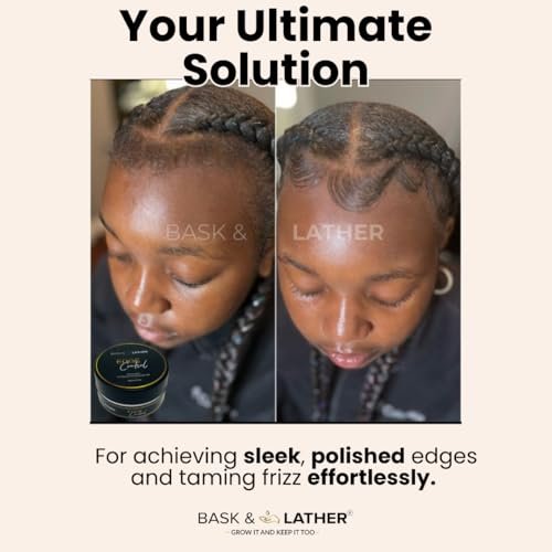 BASK & LATHER Strong Hold Edge Control Gel with Castor Oil - Non-Greasy, Non-Flaking, Long Lasting, 5.3 Fl Oz Avelisse