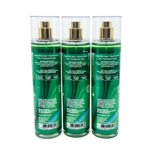 Bath & Body Works Vanilla Bean Noel Fine Fragrance Mist 8 oz (Lot of 3) - 2022 Version Avelisse
