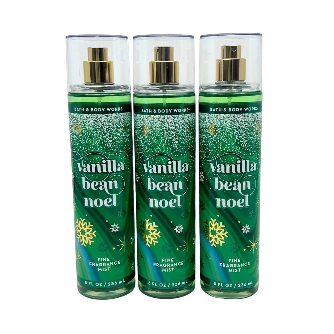 Bath & Body Works Vanilla Bean Noel Fine Fragrance Mist 8 oz (Lot of 3) - 2022 Version Avelisse
