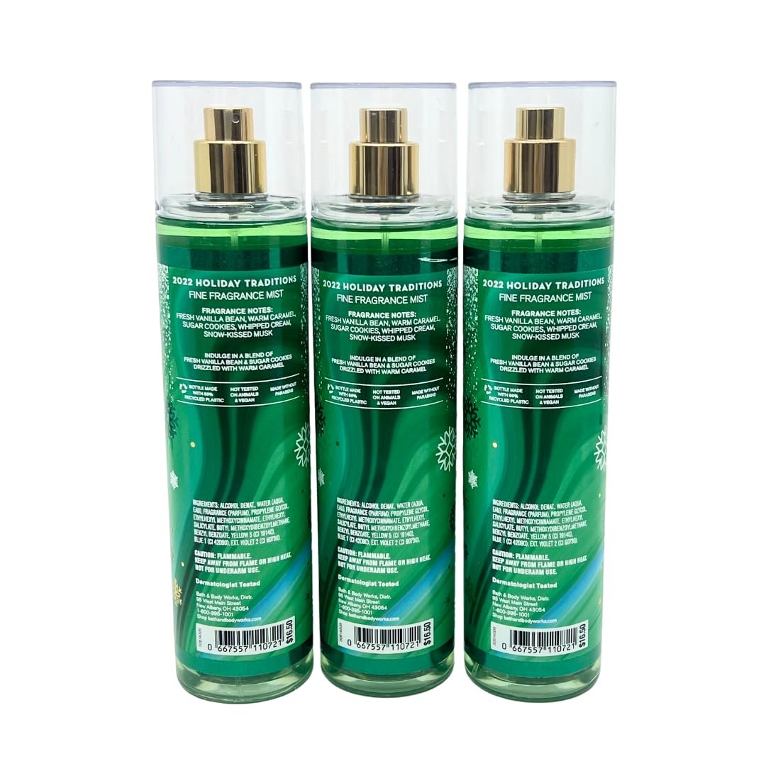Bath & Body Works Vanilla Bean Noel Fine Fragrance Mist 8 oz (Lot of 3) - 2022 Version Avelisse